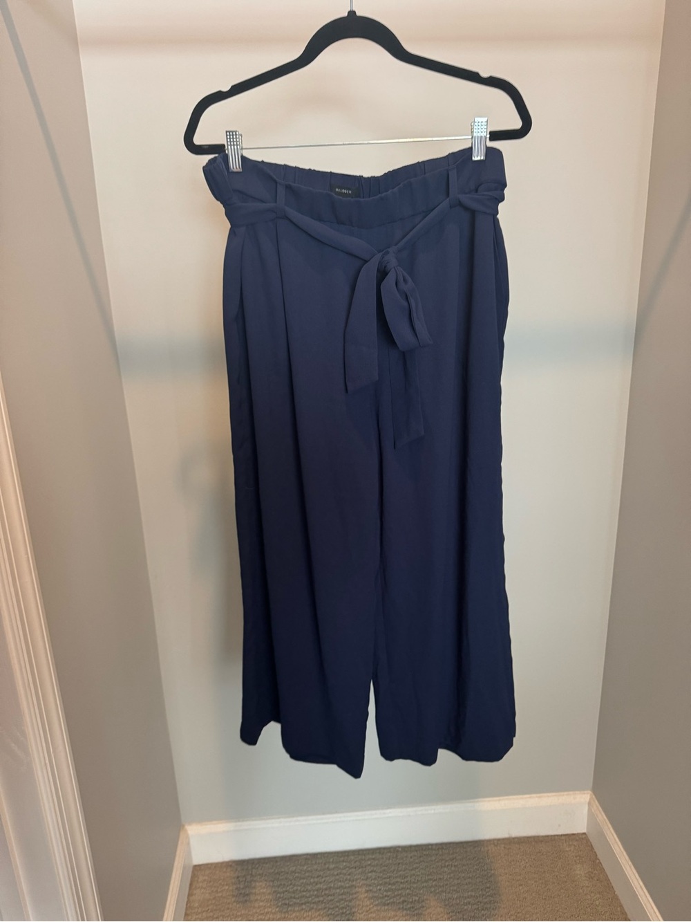 Halogen Navy Tie Waist Wide Leg Pants